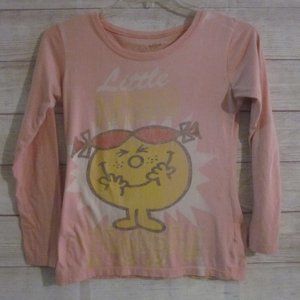 Little Miss Trouble Girl's Size XL 14/16 Long Sleeve T-Shirt Pink Yellow White